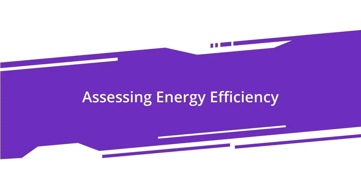 Assessing Energy Efficiency