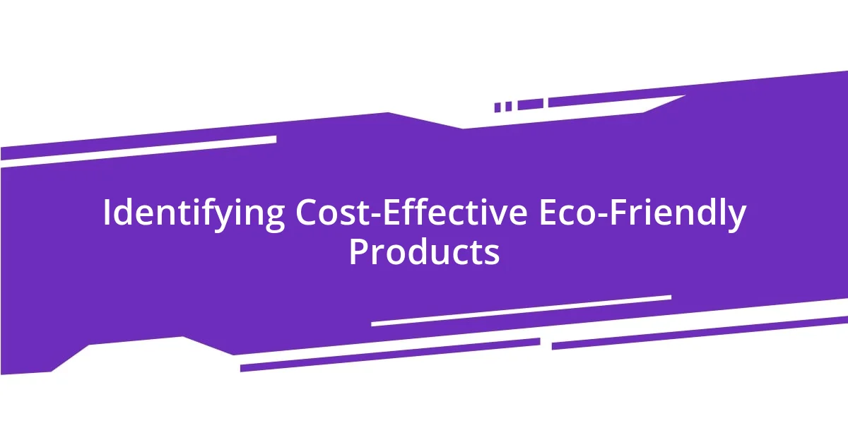 Identifying Cost-Effective Eco-Friendly Products